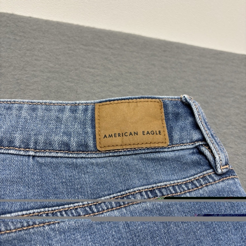 American Eagle Low Rise Baggy Jeans Wide Leg Womens 8 Short Blue Stretch Y2K - Picture 15 of 16